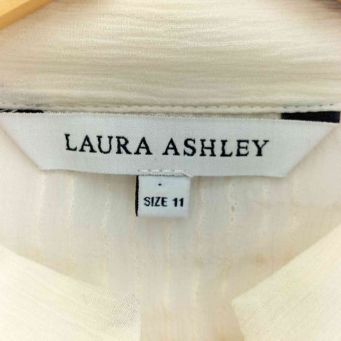 ローラアシュレイ LAURA ASHLEY エンブロイダリーレース プリーツ 切替 シアー 長袖ブラウス レディース 11