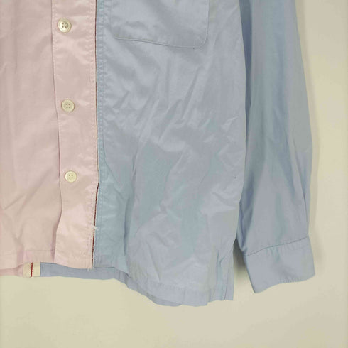 コムデギャルソンオム COMME des GARCONS HOMME 90S 田中オム 銀タグ パネル ドッキング バイカラー L/S 開襟 オープンカラー シャツ archive アーカイブ メンズ