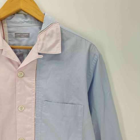 コムデギャルソンオム COMME des GARCONS HOMME 90S 田中オム 銀タグ パネル ドッキング バイカラー L/S 開襟 オープンカラー シャツ archive アーカイブ メンズ