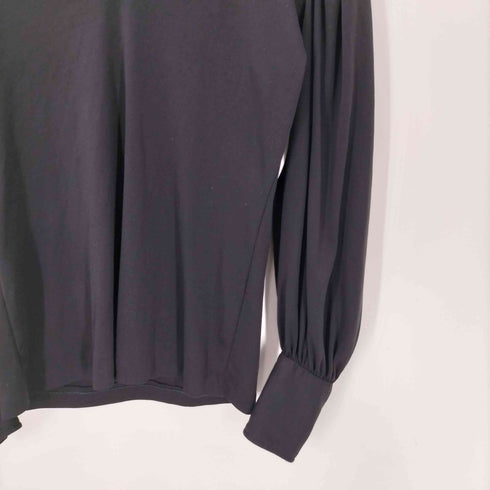 60-70S UNION MADE USA製 ポリエステル L/S スキッパー ドレス シャツ ブラック レディース