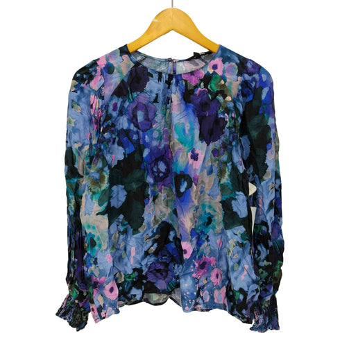 デシグアル Desigual Cairo Blue Watercolour Floral Blouse レディース import:S