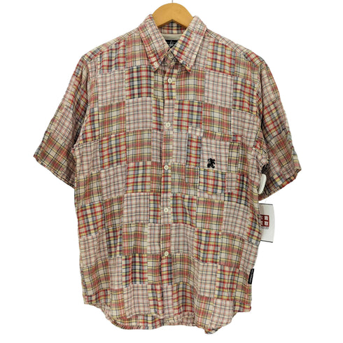 ステューシー Stussy 90s 紺タグ インド製 刺繍 パッチワーク ボタンダウン半袖シャツ メンズ import:S