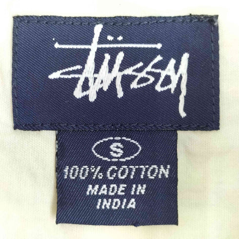 ステューシー Stussy 90s 紺タグ インド製 刺繍 パッチワーク ボタンダウン半袖シャツ メンズ import:S