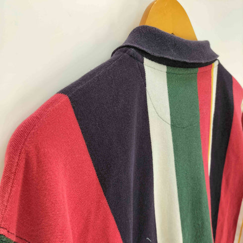 チャップスラルフローレン CHAPS RALPH LAUREN 80S GOLF ストライプ マルチカラー ロゴ刺繍 S/S ポロシャツ メンズ 3L