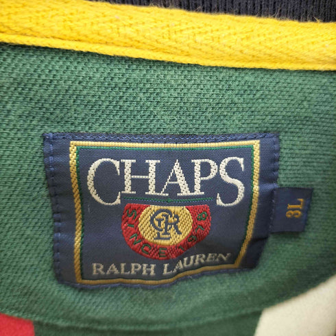 チャップスラルフローレン CHAPS RALPH LAUREN 80S GOLF ストライプ マルチカラー ロゴ刺繍 S/S ポロシャツ メンズ 3L