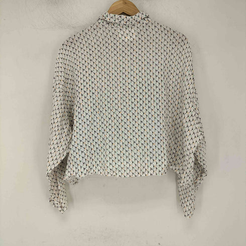 フラックスバイジーンエンゲラール FLAX by Jeanne Engelhart 総柄リネンレイヤードシャツ レディース M