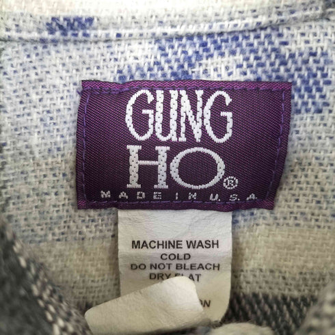 ガンホー GUNG HO 90S 旧タグ USA製 ネイティブ オンブレチェック ネルシャツ メンズ XL