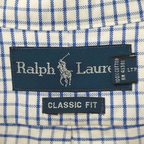 ラルフローレン RALPH LAUREN 90S CLASSIC FIT グラフチェック スモールポニー刺繍 S/S B.D シャツ メンズ import:XL