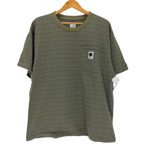 ポーラースケートカンパニー POLAR SKATE CO. 刺繍ロゴ マルチボーダー S/S 半袖 Tシャツ メンズ XL