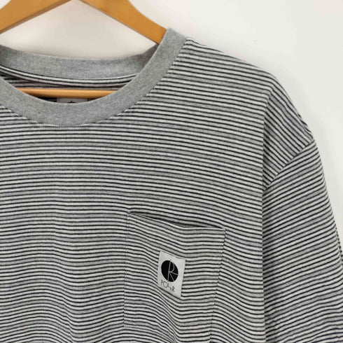 ポーラースケートカンパニー POLAR SKATE CO. 刺繍ロゴ マルチボーダー S/S 半袖 Tシャツ メンズ XL