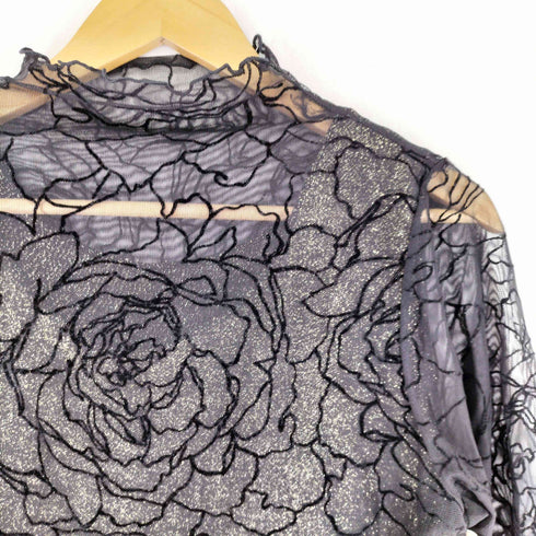 NATURE NOAH ラメ レイヤード 花柄レース シースルートップス レディース