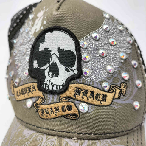 Laguna Beach Jean Co. スカル 骸骨 ワッペン スタッズ 6パネル メッシュキャップ Y2K メンズ