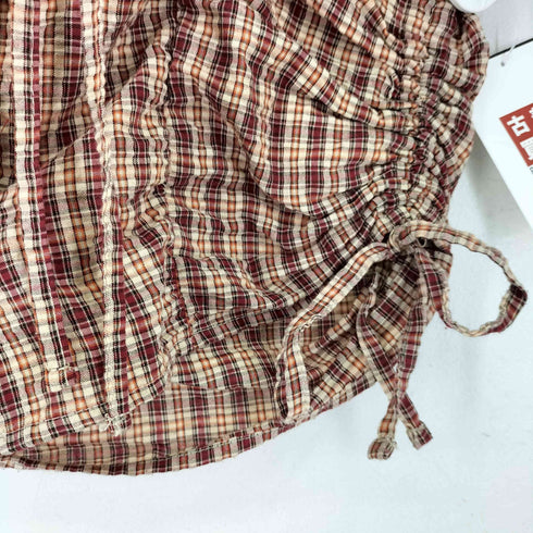 ダブルクローゼット w closet サイドシャーリング チェック 半袖 フーディ レディース