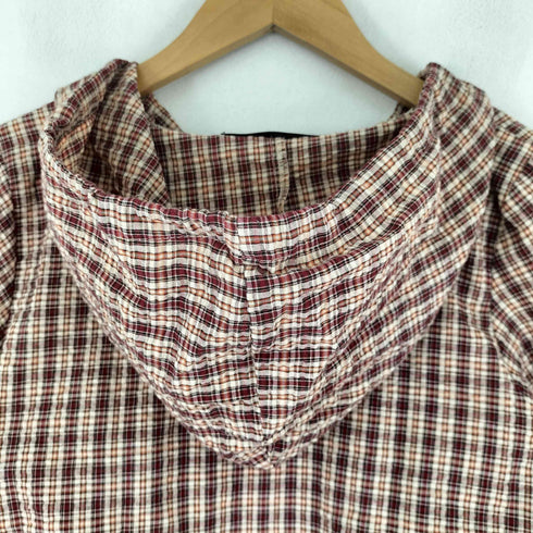 ダブルクローゼット w closet サイドシャーリング チェック 半袖 フーディ レディース