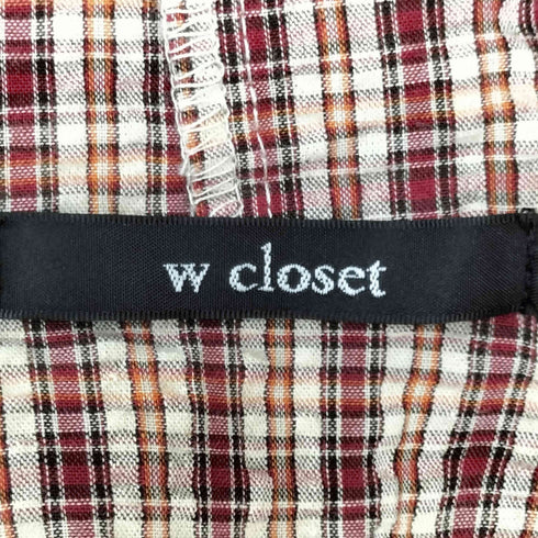 ダブルクローゼット w closet サイドシャーリング チェック 半袖 フーディ レディース
