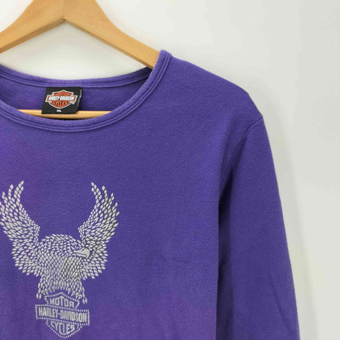 ハーレーダビッドソン HARLEY-DAVIDSON 00S OLD USA製 鷹 ホーク ラメ プリント L/S カットソー Tシャツ Y2K 2004 メンズ import:XL