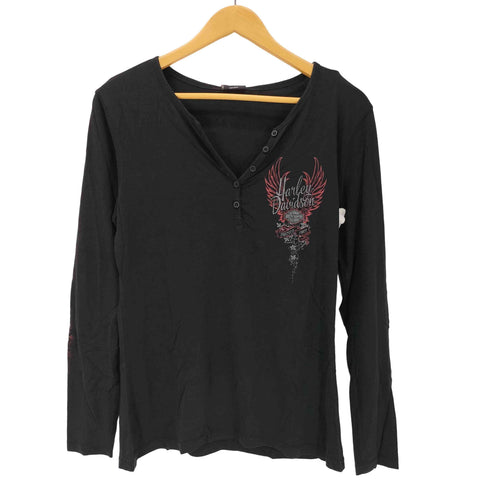 ハーレーダビッドソン HARLEY-DAVIDSON 00S OLD トライバル プリント L/S ヘンリーネック カットソー Y2K メンズ import:M