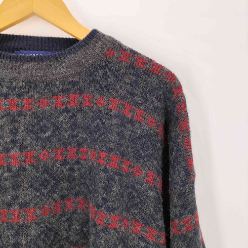 90S CLAYBROOKE イタリア製 総柄 ミドルネック ウール混アクリルニット メンズ XL
