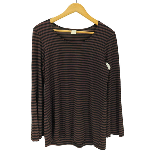 90S MADE IN USA アセテート ウレタン ストレッチ L/S ボーダー カットソー レディース import:M