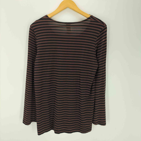 90S MADE IN USA アセテート ウレタン ストレッチ L/S ボーダー カットソー レディース import:M