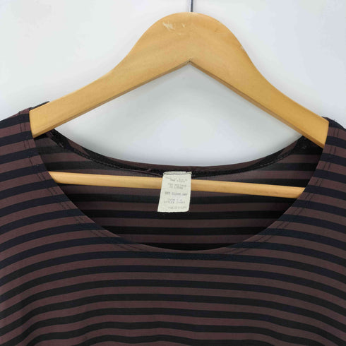90S MADE IN USA アセテート ウレタン ストレッチ L/S ボーダー カットソー レディース import:M