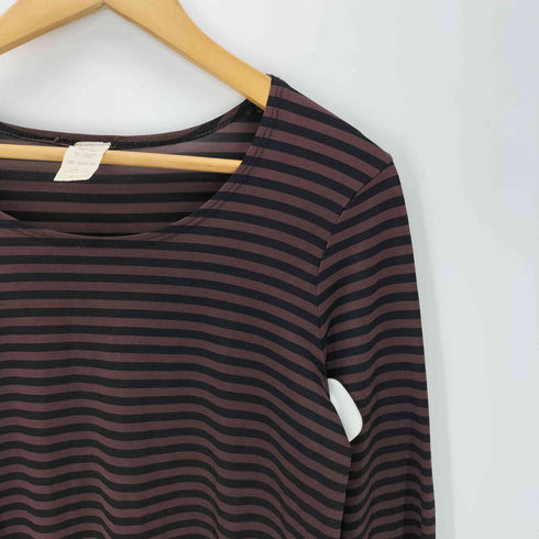 90S MADE IN USA アセテート ウレタン ストレッチ L/S ボーダー カットソー レディース import:M