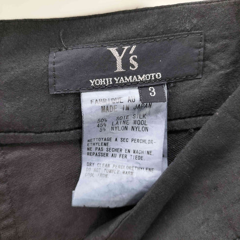 ワイズ Ys 00S 03SS 後染め 絹 シルク ウール ナイロン タック ワイド ドレス スラックス パンツ レディース JPN:3