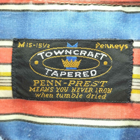 ペニーズタウンクラフト PENNEYS TOWNCRAFT TAPEREO 60-70S S/S ストライプ シャツ 襟芯 vintage ヴィンテージ メンズ import:M