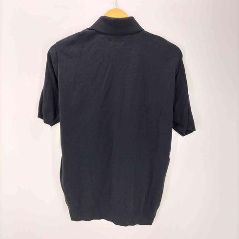 アロー ARROW 60-70S USA製 デカ襟 S/S ブラック ニット ポロ メンズ import:L