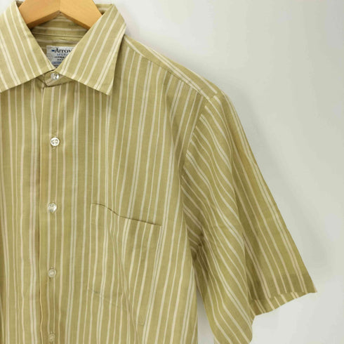 アロー ARROW 80S USA製 S/S ストライプ シャツ 襟芯 メンズ