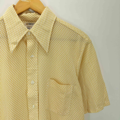 ペニーズタウンクラフト PENNEYS TOWNCRAFT 70S デカ襟 チェッカード S/S シャツ 襟芯 メンズ