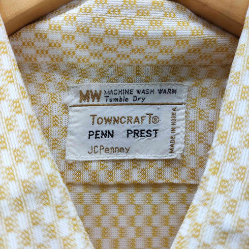 ペニーズタウンクラフト PENNEYS TOWNCRAFT 70S デカ襟 チェッカード S/S シャツ 襟芯 メンズ