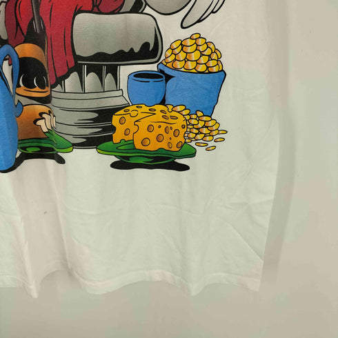 90S USA製 ボディ テーマパーク キャラクター プリント S/S Tシャツ 裾袖シングル メンズ ONE SIZE