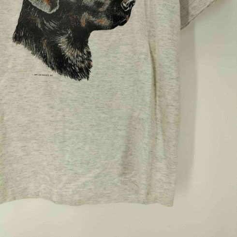 90S USA製 ボディ ブラック ラブラドール ドック プリント S/S Tシャツ 裾袖シングル 霜降り メンズ import:S