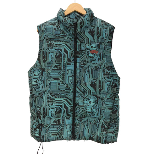 ナイトレイド Nitraid DOWN VEST G NITRAID CIRCUIT 総柄 電子回路 サイバーパンク サーキット ダウン ベスト 裾ドローコード Y2K メンズ import:XL