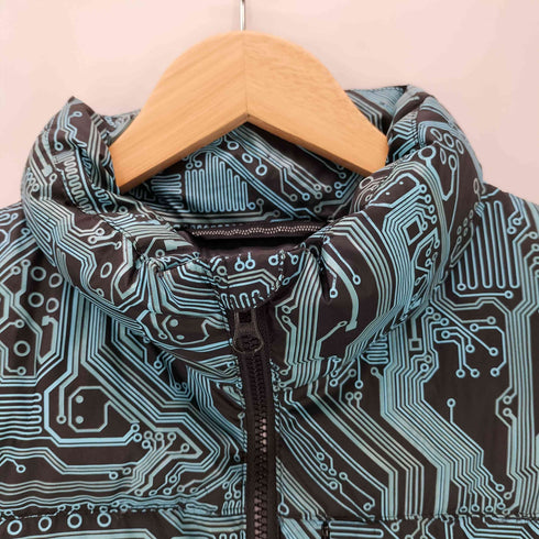 ナイトレイド Nitraid DOWN VEST G NITRAID CIRCUIT 総柄 電子回路 サイバーパンク サーキット ダウン ベスト 裾ドローコード Y2K メンズ import:XL