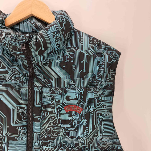 ナイトレイド Nitraid DOWN VEST G NITRAID CIRCUIT 総柄 電子回路 サイバーパンク サーキット ダウン ベスト 裾ドローコード Y2K メンズ import:XL