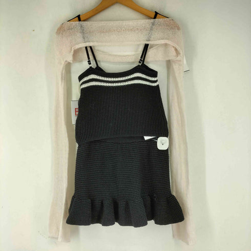 アメルジュ amerge airy waffle 3piece set BLACK ニット 3ピース セットアップ レディース M