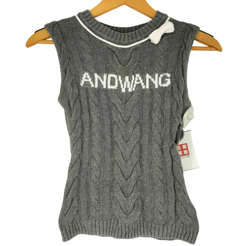 andwang Insignia Ribbon Knit No Sleeve リボンニット ノースリーブトップス レディース FREE