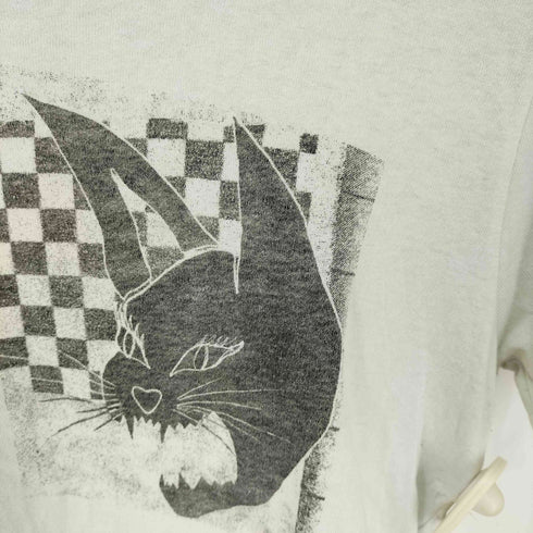 サンローランパリ SAINT LAURENT PARIS USED加工 猫 キャット プリント Tシャツ メンズ import:XS