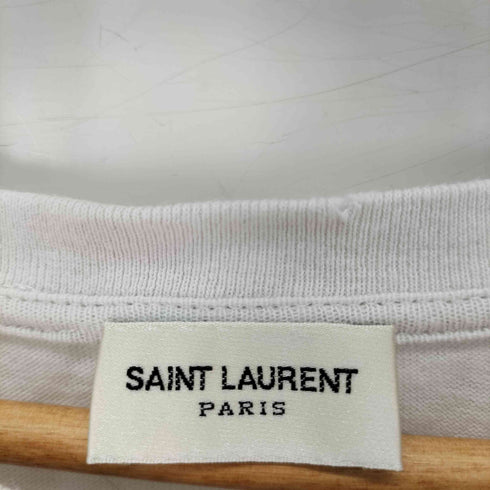 サンローランパリ SAINT LAURENT PARIS USED加工 猫 キャット プリント Tシャツ メンズ import:XS