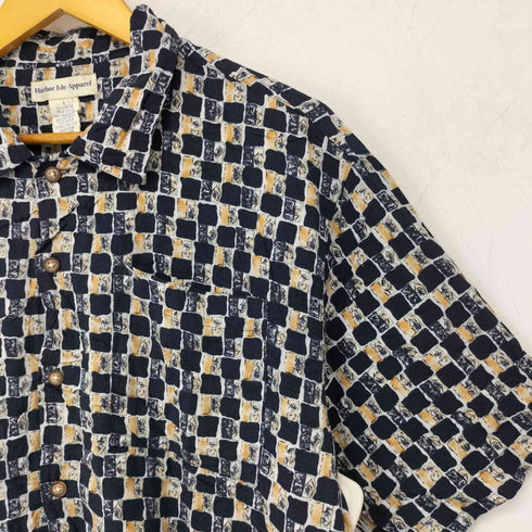 HarborlsleApparel 総柄 レーヨン 半袖シャツ メンズ import:L