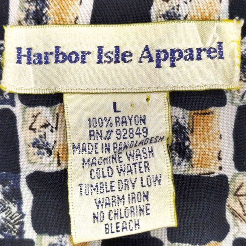 HarborlsleApparel 総柄 レーヨン 半袖シャツ メンズ import:L