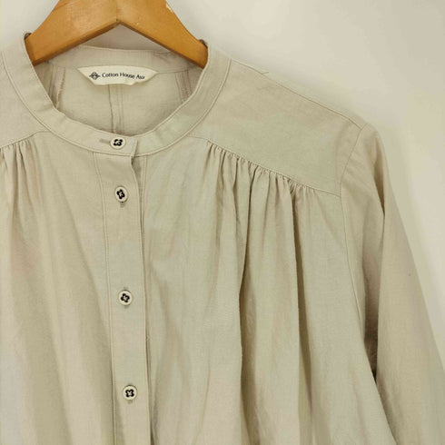 コットンハウスアヤ Cotton House Aya バンドカラー ギャザー 長袖 ブラウス レディース JPN:M