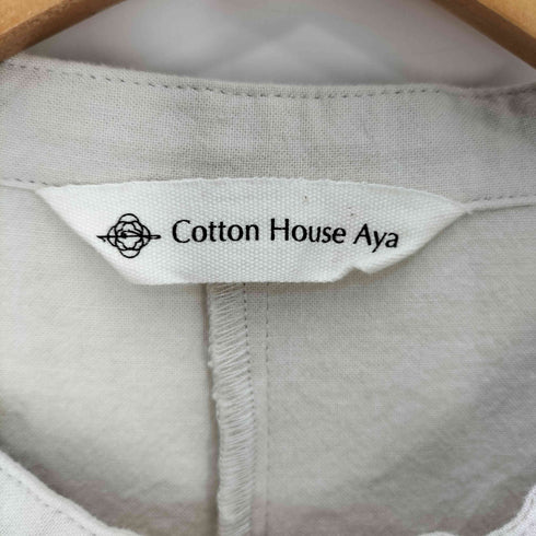 コットンハウスアヤ Cotton House Aya バンドカラー ギャザー 長袖 ブラウス レディース JPN:M