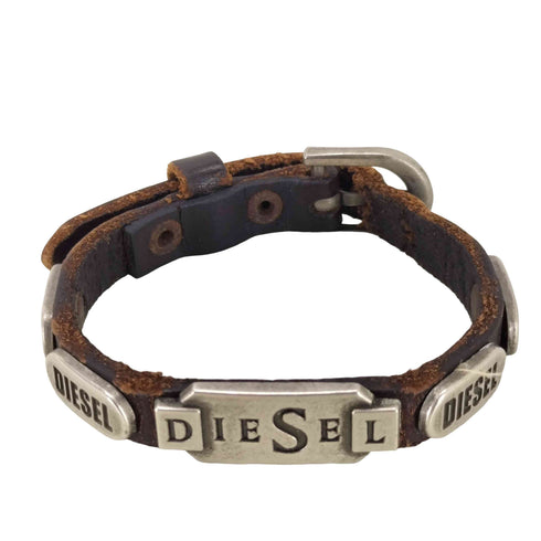 ディーゼル DIESEL メタルロゴ レザーブレスレット メンズ