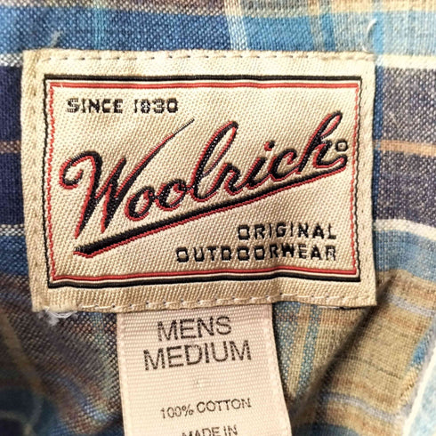 ウールリッチ WOOLRICH 90S ボタンダウン 半袖 チェックシャツ メンズ import:M