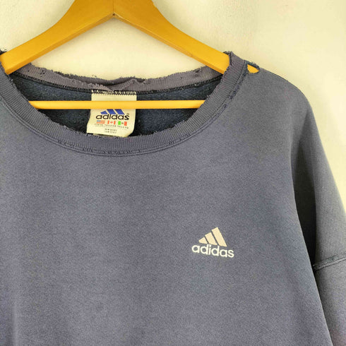 アディダス adidas 90S USA製 ワンポイントロゴ刺繍 スリーストライプ スウェットプルオーバー メンズ JPN:XL
