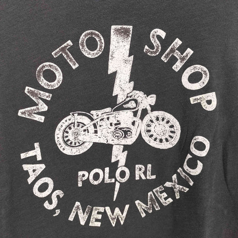 ポロラルフローレン POLO RALPH LAUREN MOTO SHOP 袖裾シングル バイクプリント 花刺繍 クルーネックTシャツ レディース import:XS