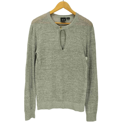アルマーニエクスチェンジ ARMANI EXCHANGE 00S スキッパー ヘンリーネック セーター リネン コットン ニット レディース import:S